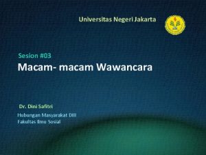 Universitas Negeri Jakarta Sesion 03 Macam macam Wawancara