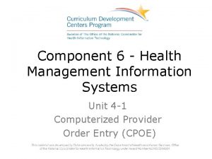 Component 6 Health Management Information Systems Unit 4