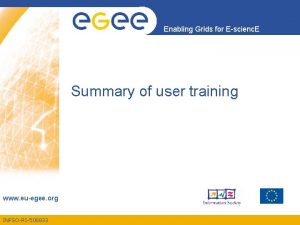 Enabling Grids for Escienc E Summary of user