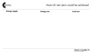 How UK netzero could be achieved Energy supply