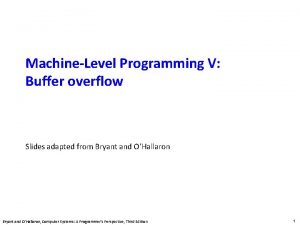 Carnegie Mellon MachineLevel Programming V Buffer overflow Slides