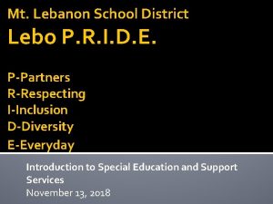Mt Lebanon School District Lebo P R I