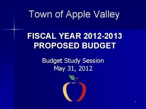 Town of Apple Valley FISCAL YEAR 2012 2013