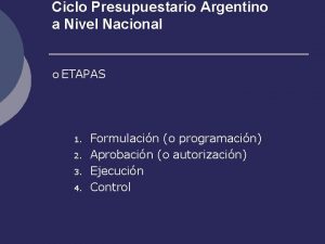 Ciclo Presupuestario Argentino a Nivel Nacional ETAPAS 1