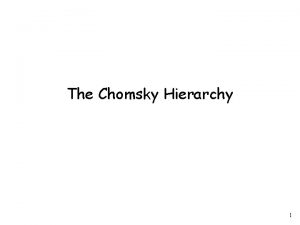 The Chomsky Hierarchy 1 Unrestricted Grammars Rules have