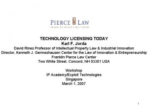 TECHNOLOGY LICENSING TODAY Karl F Jorda David Rines