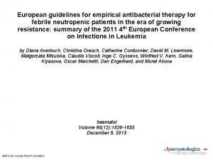 European guidelines for empirical antibacterial therapy for febrile