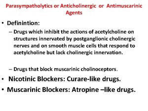 Parasympatholytics or Anticholinergic or Antimuscarinic Agents Definintion Drugs