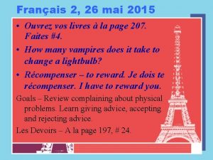 Franais 2 26 mai 2015 Ouvrez vos livres