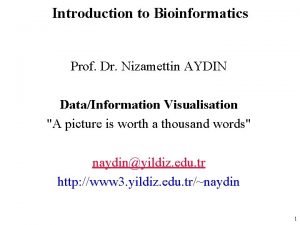 Introduction to Bioinformatics Prof Dr Nizamettin AYDIN DataInformation
