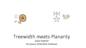 Treewidth meets Planarity Jesper Nederlof CO seminar 15022019