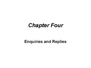 Chapter Four Enquiries and Replies Titles Section 1