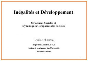 Ingalits et Dveloppement Structures Sociales et Dynamiques Compares