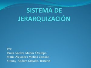 SISTEMA DE JERARQUIZACIN Por Paula Andrea Muoz Ocampo