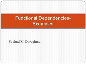 Functional Dependencies Examples Souhad M Daraghma Exercise 1