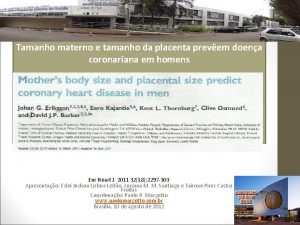 Tamanho materno e tamanho da placenta prevem doena