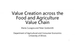 Value Creation across the Food and Agriculture Value