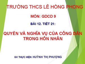 TRNG THCS L HNG PHONG MN GDCD 9