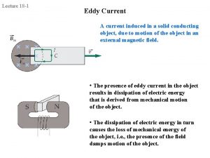 Lecture 18 1 Eddy Current A current induced