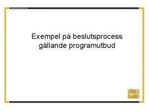 Exempel p beslutsprocess gllande programutbud Bakgrund Programmet har