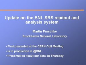 Update on the BNL SRS readout and analysis