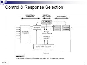 Control Response Selection ISE 412 Response Selection Execution