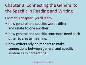 Chapter 3 Connecting the General to the Specific