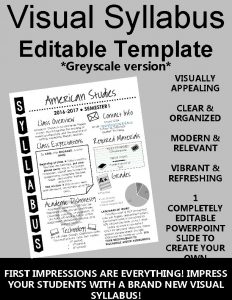 Visual Syllabus Editable Template Greyscale version VISUALLY APPEALING