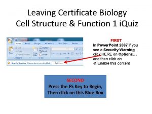Leaving Certificate Biology Cell Structure Function 1 i