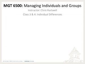 MGT 6500 Managing Individuals and Groups Instructor Chris