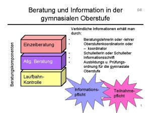 Beratung und Information in der gymnasialen Oberstufe G