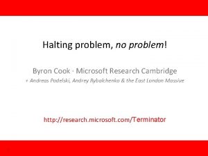 Halting problem no problem Byron Cook Microsoft Research