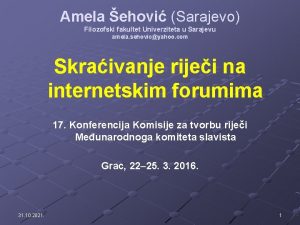 Amela ehovi Sarajevo Filozofski fakultet Univerziteta u Sarajevu