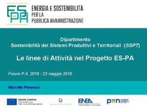 Dipartimento Sostenibilit dei Sistemi Produttivi e Territoriali SSPT