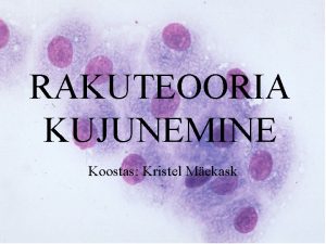 RAKUTEOORIA KUJUNEMINE Koostas Kristel Mekask Tstoloogia Teadusharu mis