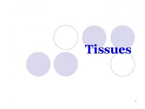 Tissues 1 Tissues and tissue types l Tissues