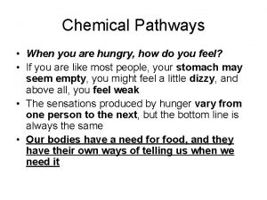 Chemical Pathways When you are hungry how do