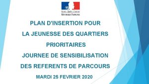 PLAN DINSERTION POUR LA JEUNESSE DES QUARTIERS PRIORITAIRES