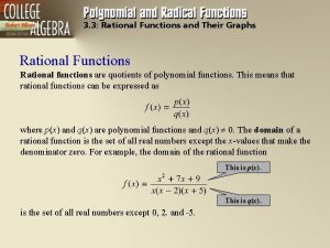 3 3 Rational Functions and Their Graphs Rational