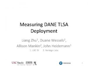 Measuring DANE TLSA Deployment Liang Zhu 1 Duane