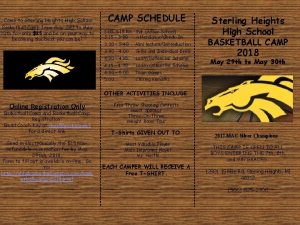 Come to Sterling Heights High School Basketball Camp