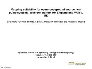 Mapping suitability for openloop ground source heat pump