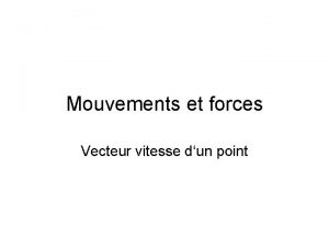 Mouvements et forces Vecteur vitesse dun point Comment