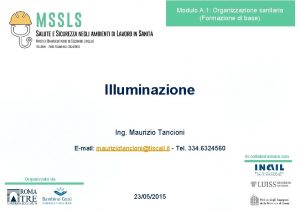 Modulo A 1 Organizzazione sanitaria Formazione di base