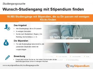 Studiengangssuche WunschStudiengang mit Stipendium finden 16 985 Studiengnge