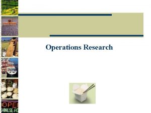 Operations Research Operations Research w Operations Research OR