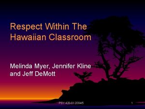 Respect Within The Hawaiian Classroom Melinda Myer Jennifer