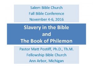 Salem Bible Church Fall Bible Conference November 4