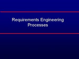 Requirements Engineering Processes Objectives l l To describe