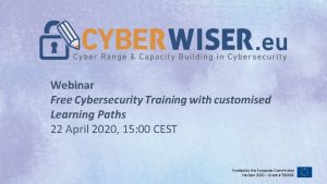 Webinar Free Cybersecurity Training with customised Learning Paths